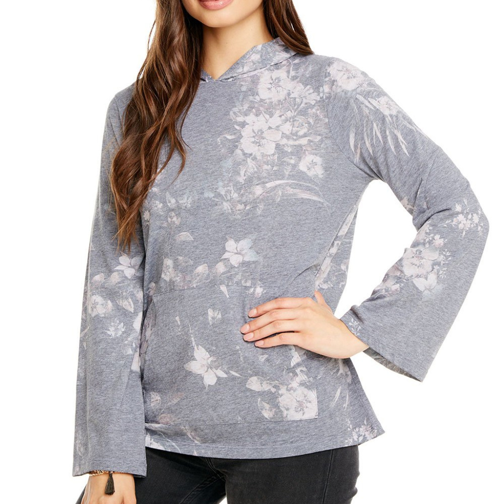 NWT  Chaser Floral Print Hoodie w/Kangaroo Pocket